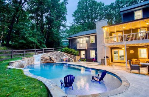 Flowery Branch Casa | Lakefront, Saltwater Pool, Backyard Oasis, Private Dock, Home Gym