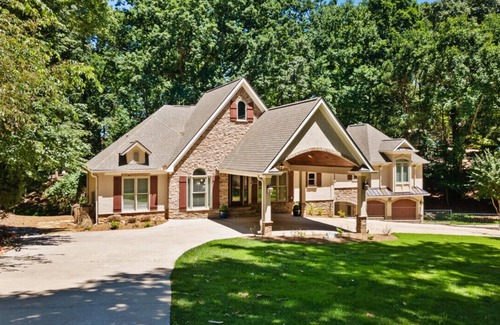 Flowery Branch Casa | Large Luxury Lake Home with Private Dock, Pet Friendly, Hot Tub