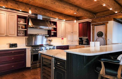 Three Peaks Casa | Large mountain cabin with hot tub, game room, deck, fireplace, & gorgeous view