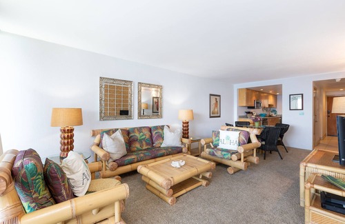 Maalaea Condominio | Maui 5 RESEÑAS DE ESTRELLAS Sala de estar de Prime Prime Ocean Ocean Front * Lauloa 306 *