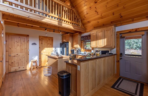 Linville Falls Cabina | Leafy Way Lodge - private log home, hot tub, fire pit, 30min to skiing
