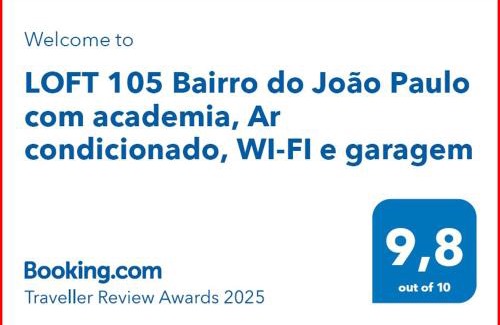 Joao Paulo Apartamento | LOFT 105 Bairro do João Paulo com academia, Ar condicionado, WI-FI e garagem