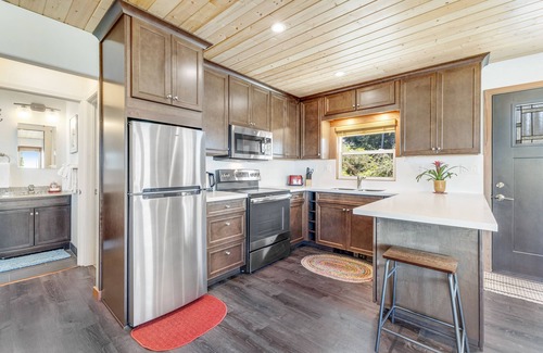 Gualala Cabaña | Lower-level cottage with ocean views, fireplace, furnished deck, & internet