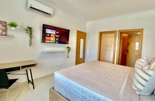 Downtown Santo Domingo Condominio | Luxurious One Bedroom Apt, King Bed, Full AC, Rooftop Lounge and Pool, Gym...