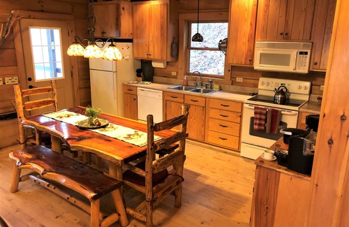 Robbinsville Cabina | Luxury 4BR Log Cabin, Private Mountain Acreage, Dog+Biker Friendly, Hot Tub WiFi