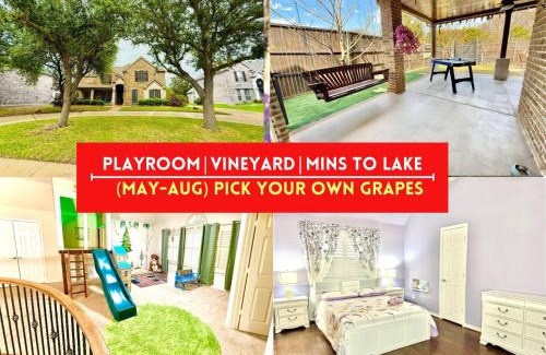 Rowlett Casa | Luxury 5BR Retreat, Kid's Playroom! Near Lake Hubbard, Vineyard Views