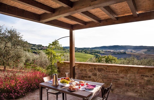Montepulciano Cabaña | vista de paisaje de cabaña de lujo compartida de piscina compartida