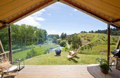 Hawke's Bay Region Cabaña | Glamping de lujo con vista al río Maraetotara