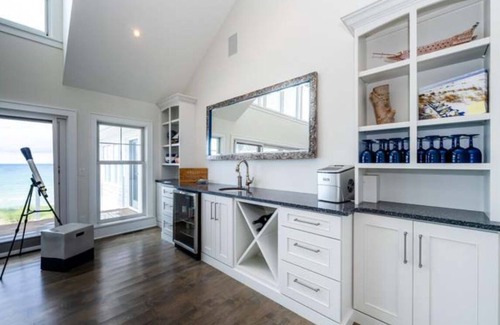 New Buffalo Casa | Luxury lakefront home w/ heated saltwater pool, cabana at top of beach stairs