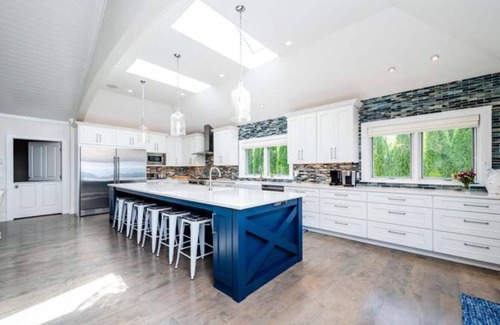 New Buffalo Casa | Luxury lakefront home w/ heated saltwater pool, cabana at top of beach stairs