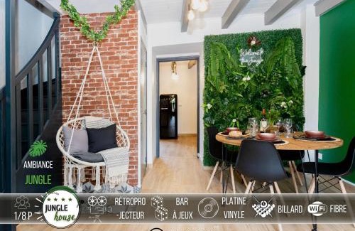Montbrison Casa | MAISON "Jungle House" 90 m2 BILLARD, RÉTROPROJECTEUR, BAR À JEUX , VINYLE, WIFI FIBRE, idéal PRO & FAMILLE à Montbrison