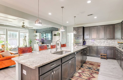 Moncks Corner Casa | Media Room & Yard: Modern Moncks Corner Home