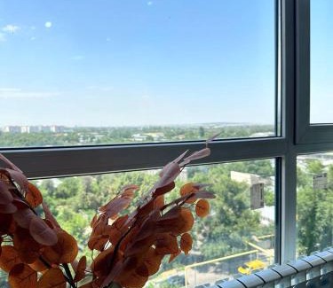 Almaty Apartamento | MEDINAHOTELKZ, #69, вид на горы и закат, до арбата 15 мин пешком, HALAL