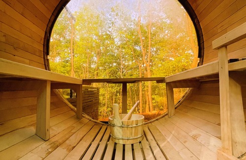 Clarkesville Casa | Mirror Häus in mountains! Ice bath, sauna, cedar tub, & large outdoor living.