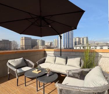 Dushanbe Apartamento | Modern 1-Bedroom Retreat with 35sqm Terrace, Overlooking Rudaki Park, City Skyline and Mountain Views