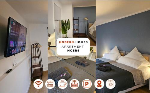 Moers Apartamento | Modern Homes - Voll ausgestatte Wohnung - Balkon - Hotelbetten - 4K TV - WLAN