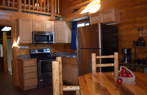 Ahsahka Cabina | Modern log cabin with a cozy cabin feel along the Clearwater River.