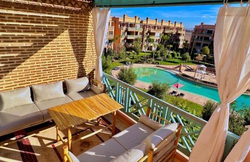 Agdal Apartamento | Modern - Moroccan 2BR with Panoramic Pool View