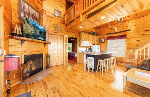 Bryant Cabina | Moose Tracks Cabin – Hot Tub & Bluff Views
