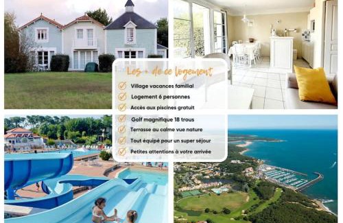 Bourgenay Casa | "MOULIN VERT RIVAGE" Maison, 6 personnes, au coeur du golf, village vacances, accès piscines gratuit