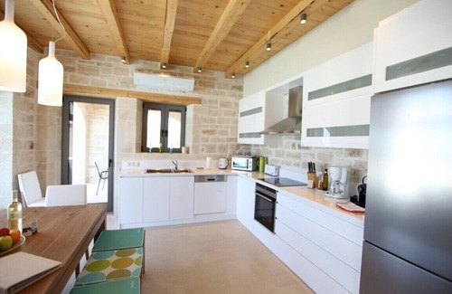 Atsipópoulon Villa | Piedra natural - Villa Lemoni con una vista fantástica y piscina