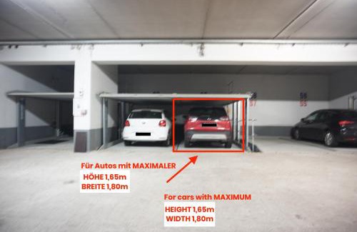 Innenstadt-West Apartamento | NEU modernes Apartment in Top Lage, free Parking max 1,65m Höhe und 1,8m Breite