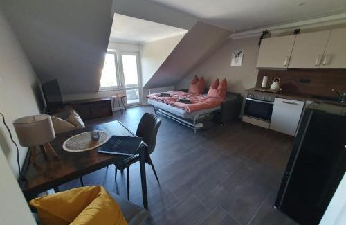 Schwerin Apartamento | Neumühler Hof- Ferienwohnung "Benjamin" mit großer Privater Dachterasse und guter Anbindung in die City