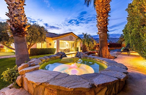 Desert Hot Springs Casa | NEW: Pool, Spa, Tiki Bar, Mini Golf, Firepit, Desert Views