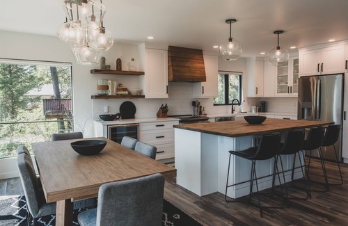 Whitefish Casa | NEW remodel w/ wood burning fireplace, wraparound deck & lake views