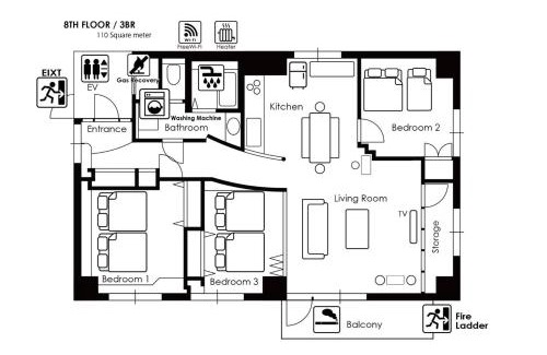 Chuo-ku Apartamento | NK BLD8F Sapporo 3LDK 3BR 1 floor 1 room