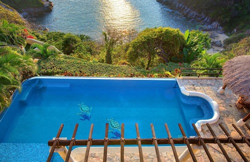 Santa María Huatulco Villa | Villa frente al mar frente a la playa en Violin Bay cerca de Santa Cruz