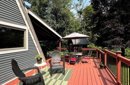Waterbury Casa | On the River A-Frame. Cozy 4 season river, lake and ski retreat.