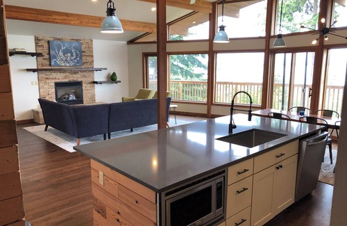 Camano Island Casa | Panoramic View House of Puget Sound with hot tub and walls of windows