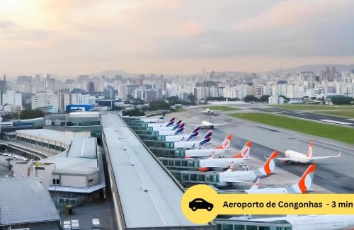 Jardim Aeroporto Apartamento | Perto do Aeroporto com escritório, AC e Academia