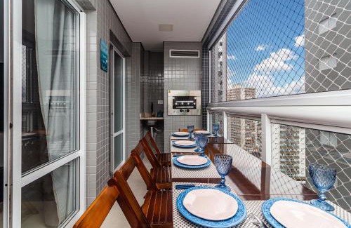 Boqueirao Apartamento | Piemax Praia Grande - 100m PRAIA do BOQUEIRÃO e CENTRO - Vista MAR - Varanda GOURMET com CHURRASQUEIRA privativa - AR CONDICIONADO em todos os ambientes - Wi-Fi 600 Mbps - HOME OFFICE- Vaga de Garagem - Acomoda até 6 pessoas