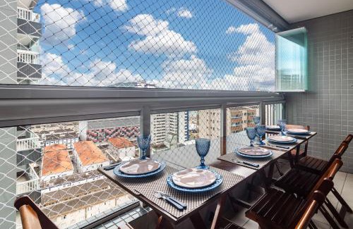 Boqueirao Apartamento | Piemax Praia Grande - 100m PRAIA do BOQUEIRÃO e CENTRO - Vista MAR - Varanda GOURMET com CHURRASQUEIRA privativa - AR CONDICIONADO em todos os ambientes - Wi-Fi 600 Mbps - HOME OFFICE- Vaga de Garagem - Acomoda até 6 pessoas