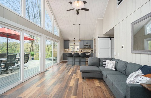 Plainwell Casa | Pine Lake Overlook- Lakeside house, hot tub w/ a view! Pontoon rental options!