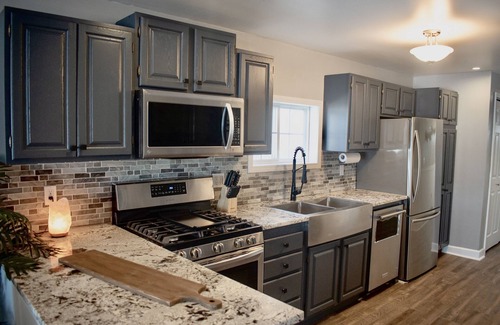 Plainwell Casa | Pine Lake Retreat- sparkling hot tub! Walk out to our sandy beach lakefront!