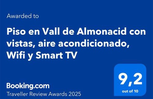 Vall De Almonacid Apartamento | Piso en Vall de Almonacid con vistas, aire acondicionado, Wifi y Smart TV