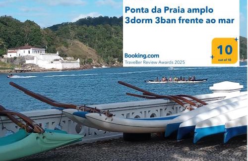 Ponta da Praia Apartamento | Ponta da Praia amplo 3dorm 3ban frente ao mar