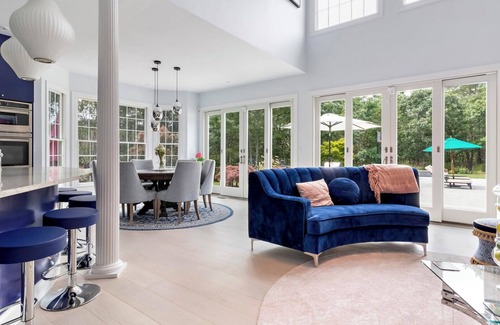 East Quogue Casa | Post-Modern Residence on 1.6 Acres, Spacious Living Areas Including a...