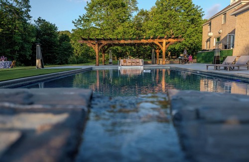 West Milford Casa | Private estate with lake view: pergola/pool, pickleball, sauna, cold plunge
