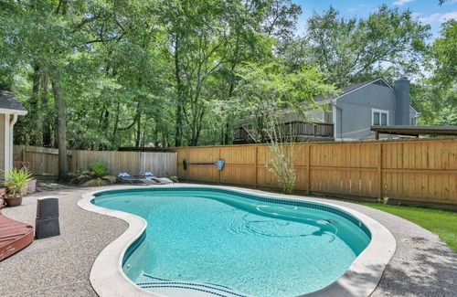 Grogan's Mill Casa | Private Pool, Large Backyard, Prime Location, EV Charging Outlet
