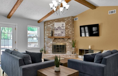 Grogan's Mill Casa | Private Pool, Large Backyard, Prime Location, EV Charging Outlet