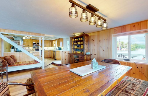 Alton Bay Casa | Renovated home with a water view, washer/dryer, AC, deck & wood stove