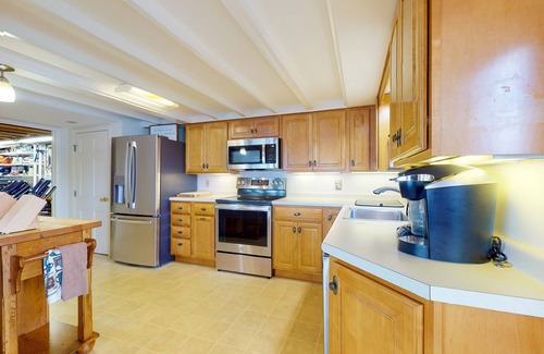 Alton Bay Casa | Renovated home with a water view, washer/dryer, AC, deck & wood stove