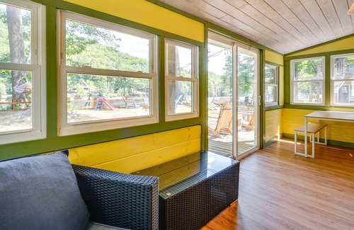 Lake Luzerne-Hadley Cabaña | Riverfront Hadley Getaway w/ Fire Pit & Boat Dock!