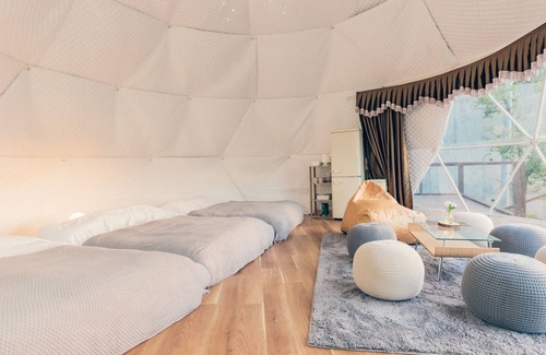 Yufuin Onsen Cabina | Room dome tent with hot spring 1 night and 2 / Yufu Ōita