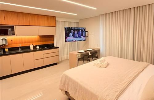 Goiania Apartamento | RTM12 - Flat Cama SuperKing Cozinha Completa e Varanda