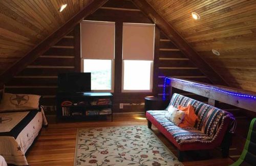 Oatmeal Casa | RUSTIC ARMADILLO CABIN with VIEW BY HIDDEN FALL PARK, Fenced yard for Dogs